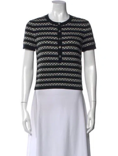 Pre-owned Chanel 2024 Striped Sweater In Black