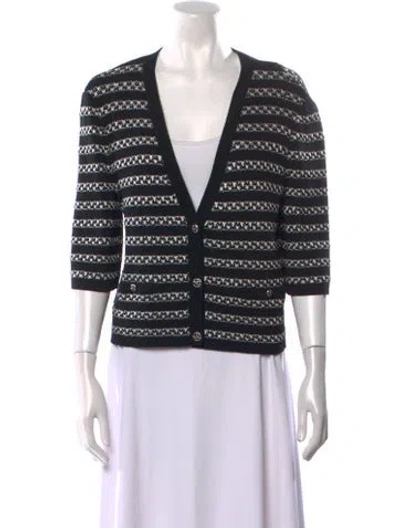 Pre-owned Chanel 2024 Striped Sweater W/ Tags In Black