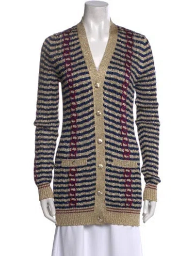 Pre-owned Chanel 2024 Striped Sweater W/ Tags In Blue