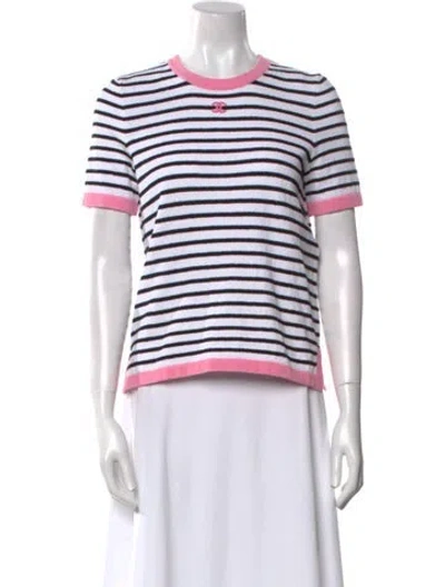 Pre-owned Chanel 2024 Striped Sweater In White