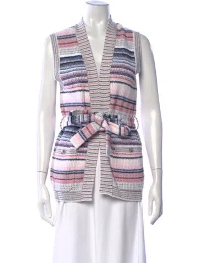 Pre-owned Chanel 2024 Striped Sweater In White