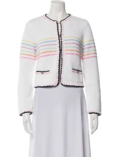Pre-owned Chanel 2024 Striped Sweater In White