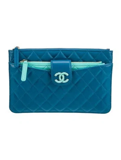 Pre-owned Chanel 2024 Sunset Boulevard Pouch In Blue