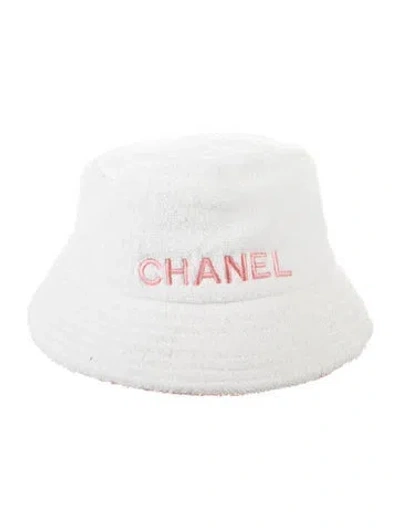 Pre-owned Chanel 2024 Terry Bucket Hat In Pink/white