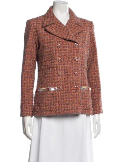 Pre-owned Chanel 2024 Tweed Blazer In Orange