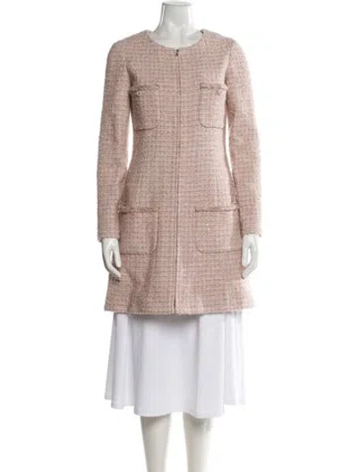 Pre-owned Chanel 2024 Tweed Coat W/ Tags In Pink