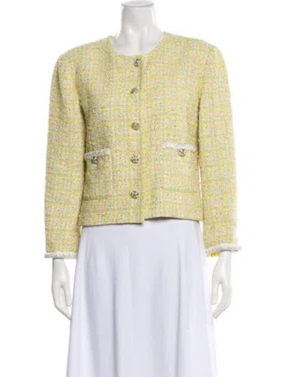 Pre-owned Chanel 2024 Tweed Evening Jacket In Yellow