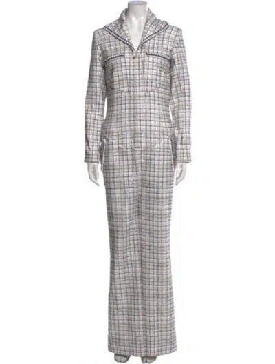 Pre-owned Chanel 2024 Tweed Jumpsuit In White
