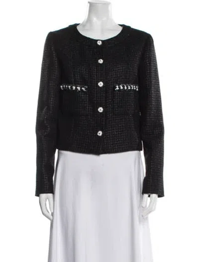 Pre-owned Chanel 2024 Tweed Pattern Blazer In Black/metallic