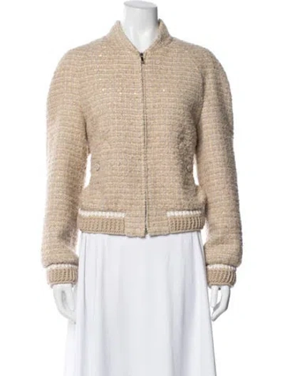 Pre-owned Chanel 2024 Tweed Pattern Bomber Jacket In Multi