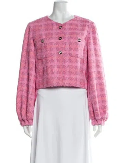 Pre-owned Chanel 2024 Tweed Pattern Evening Jacket W/ Tags In Pink