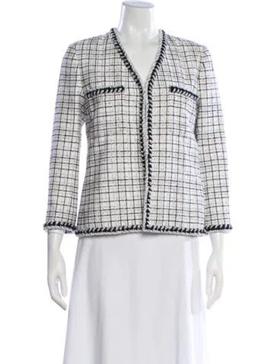 Pre-owned Chanel 2024 Tweed Pattern Evening Jacket In White