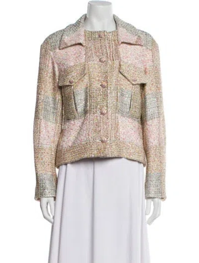 Pre-owned Chanel 2024 Tweed Pattern Jacket W/ Tags In Neutral