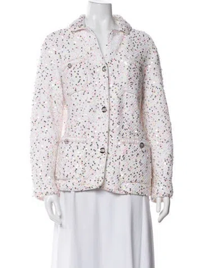 Pre-owned Chanel 2024 Tweed Pattern Jacket In White