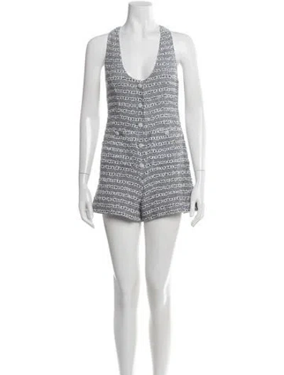 Pre-owned Chanel 2024 Tweed Pattern Romper In Neutral