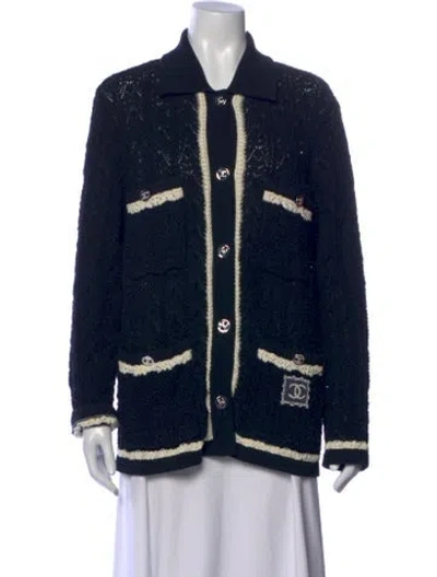 Pre-owned Chanel 2024 Tweed Pattern Sweater In Blue