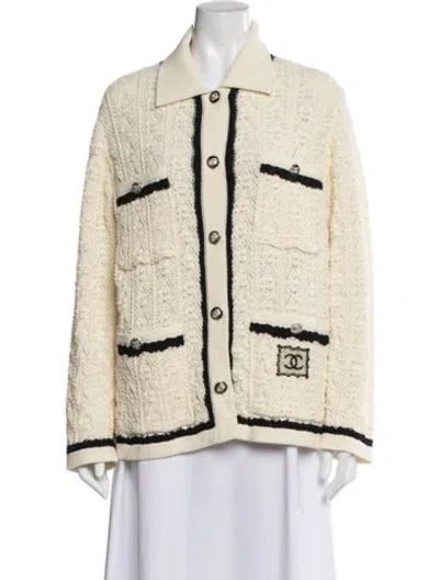 Pre-owned Chanel 2024 Tweed Pattern Sweater W/ Tags In Neutral