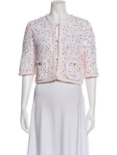 Pre-owned Chanel 2024 Tweed Pattern Sweater In White