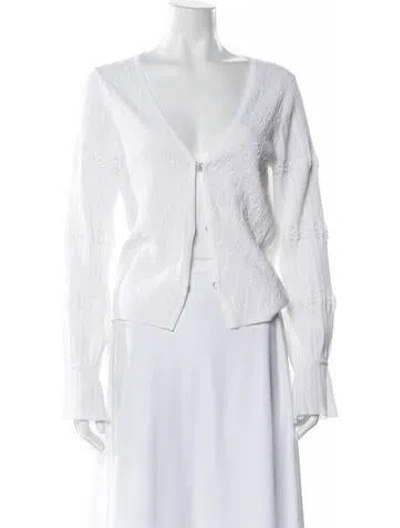 Pre-owned Chanel 2024 V-neck Sweater In White