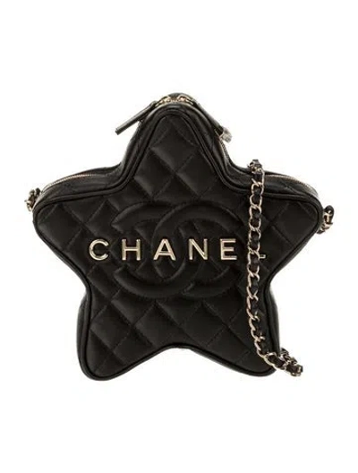 Pre-owned Chanel 2024 Walk Of Fame Star Crossbody Bag In Black