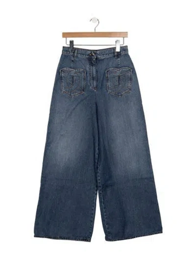 Pre-owned Chanel 2024 Wide Leg Jeans W/ Tags In Blue