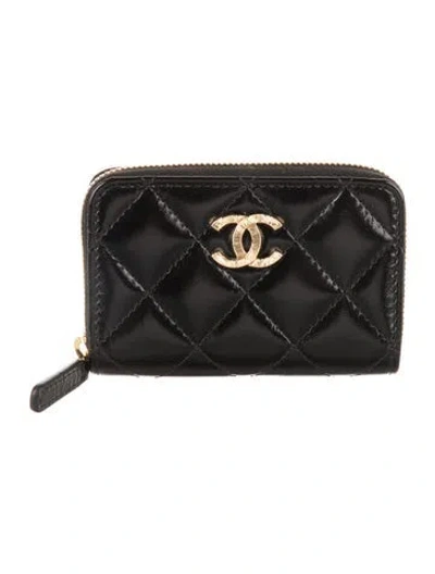 Pre-owned Chanel 2024 Zipped Coin Purse Wallet In Black