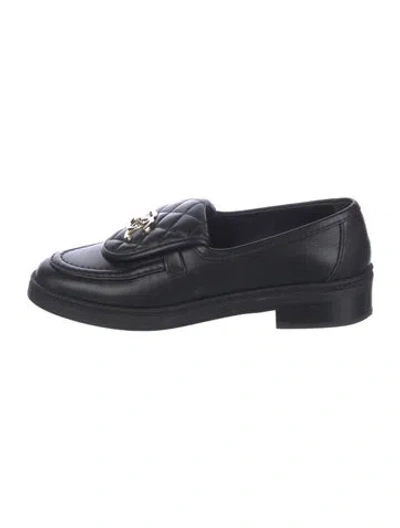Pre-owned Chanel 2024-2025 Interlocking Cc Logo Loafers In Black