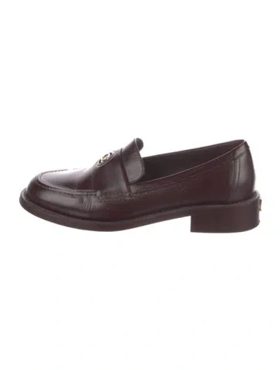 Pre-owned Chanel 2024-2025 Interlocking Cc Logo Loafers In Burgundy