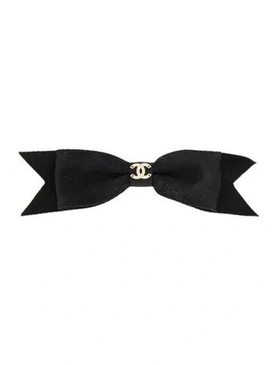 Pre-owned Chanel 2025 Bow Hair Clip In Black