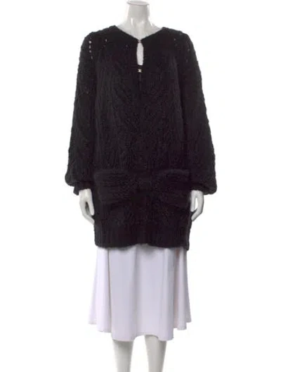 Pre-owned Chanel 2025 Cable Knit Sweater In Black