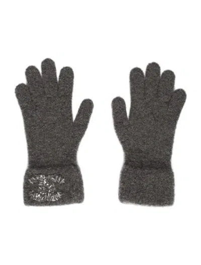 Pre-owned Chanel 2025 Cashmere Knit Cc Gloves In Gray