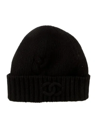 Pre-owned Chanel 2025 Cc Cashmere Beanie In Black