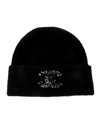 Pre-owned Chanel 2025 Cc Cashmere Beanie In Black