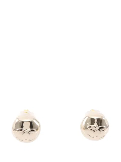 Pre-owned Chanel 2025 Cc Gold Plated Round Earrings Costume Earrings