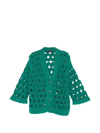 Pre-owned Chanel 2025 Cc-logo Button Cardigan In Green