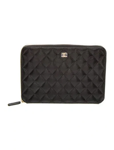 Pre-owned Chanel 2025 Classic Zipped Travel Pouch In Black