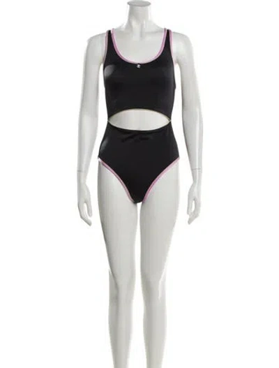 Pre-owned Chanel 2025 Coco Beach One-piece W/ Tags In Black