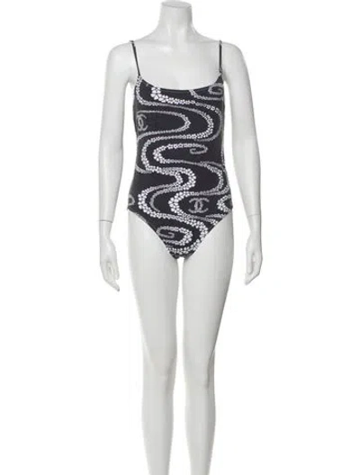 Pre-owned Chanel 2025 Coco Beach One-piece W/ Tags In Gray