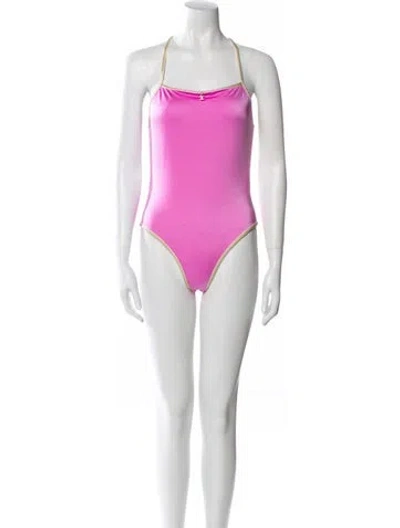 Pre-owned Chanel 2025 Coco Beach One-piece W/ Tags In Pink