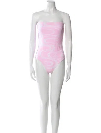 Pre-owned Chanel 2025 Coco Beach One-piece W/ Tags In Pink