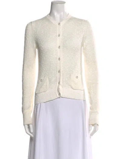 Pre-owned Chanel 2025 Coco Beach Sweater In White