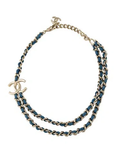 Pre-owned Chanel 2025 Denim Woven Cc Double Strand Necklace, 19" In Multi