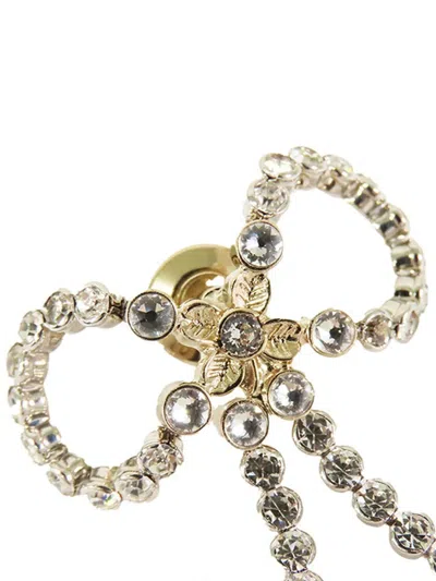 Pre-owned Chanel 2025 Gold Plated Rhinestone Embellished Ribbon Marine Brooch Costume Brooch