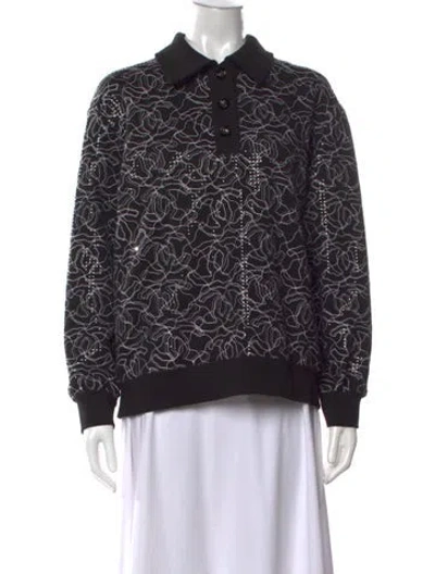 Pre-owned Chanel 2025 Graphic Print Polo In Black