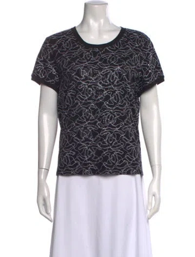 Pre-owned Chanel 2025 Graphic Print T-shirt In Black/white