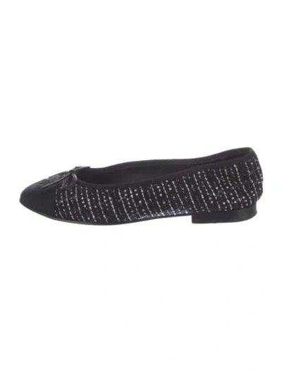 Pre-owned Chanel 2025 Interlocking Cc Logo Ballet Flats In Black