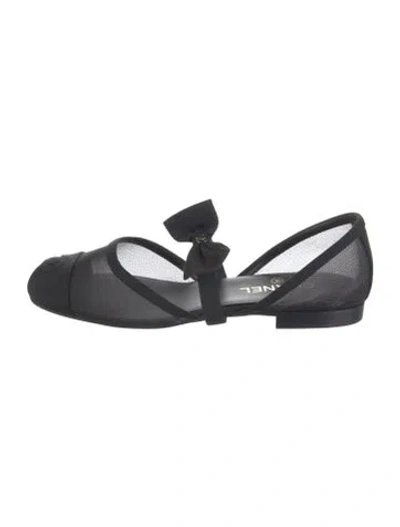 Pre-owned Chanel 2025 Interlocking Cc Logo Ballet Flats In Black