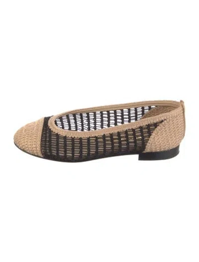 Pre-owned Chanel 2025 Interlocking Cc Logo Ballet Flats In Black/neutrals