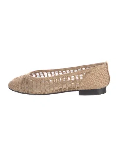 Pre-owned Chanel 2025 Interlocking Cc Logo Ballet Flats In Neutrals