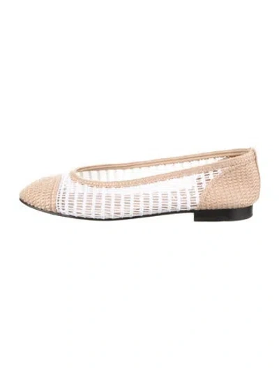 Pre-owned Chanel 2025 Interlocking Cc Logo Ballet Flats In Neutrals